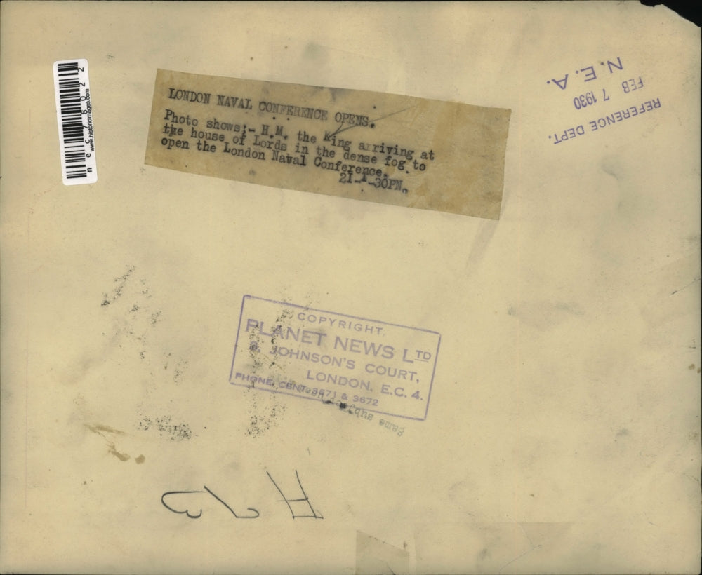 1930 Press Photo HM King Arriving At The House Of The Lords