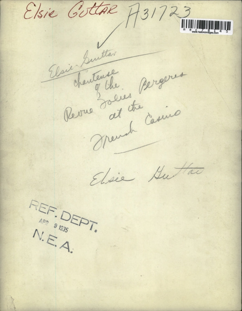 1935 Press Photo Elsie Guttar Chauteuse of the Revue Folies French Casino