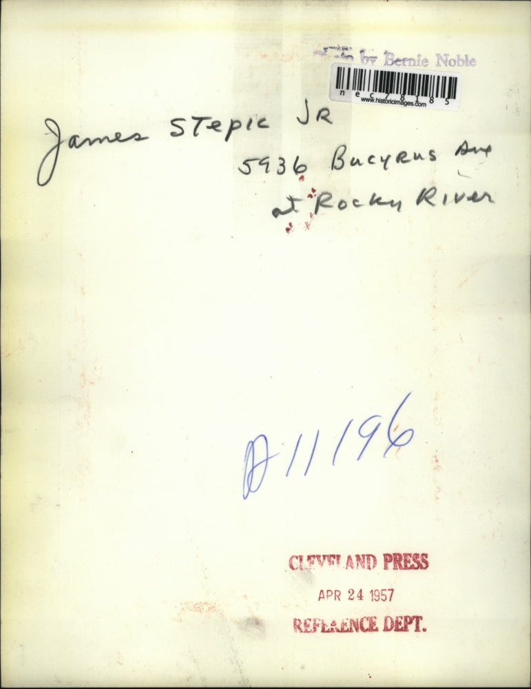 1957 Press Photo James Stepic JR fishing on the Rocky River