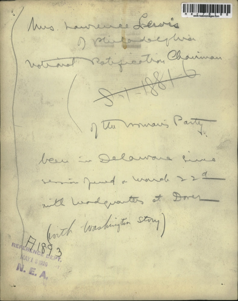 1929 Press Photo Mrs. Lawrence Lewis of Philadelphia-Nat'l Ratification Chairman