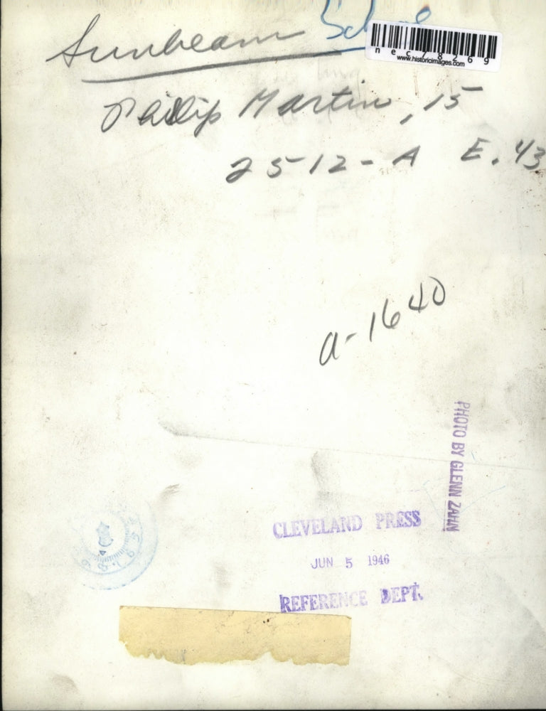 1946 Press Photo Phillip Martin, 15, from Sunbeam School