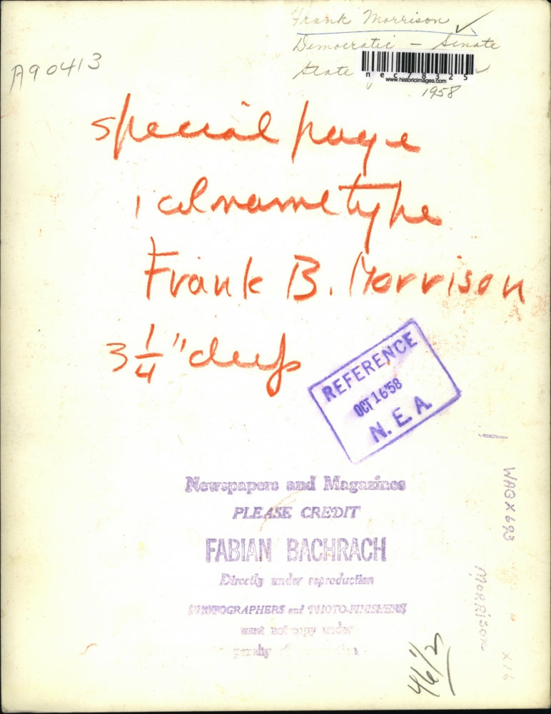 1958 Press Photo Frank Morrison Democratic Senate