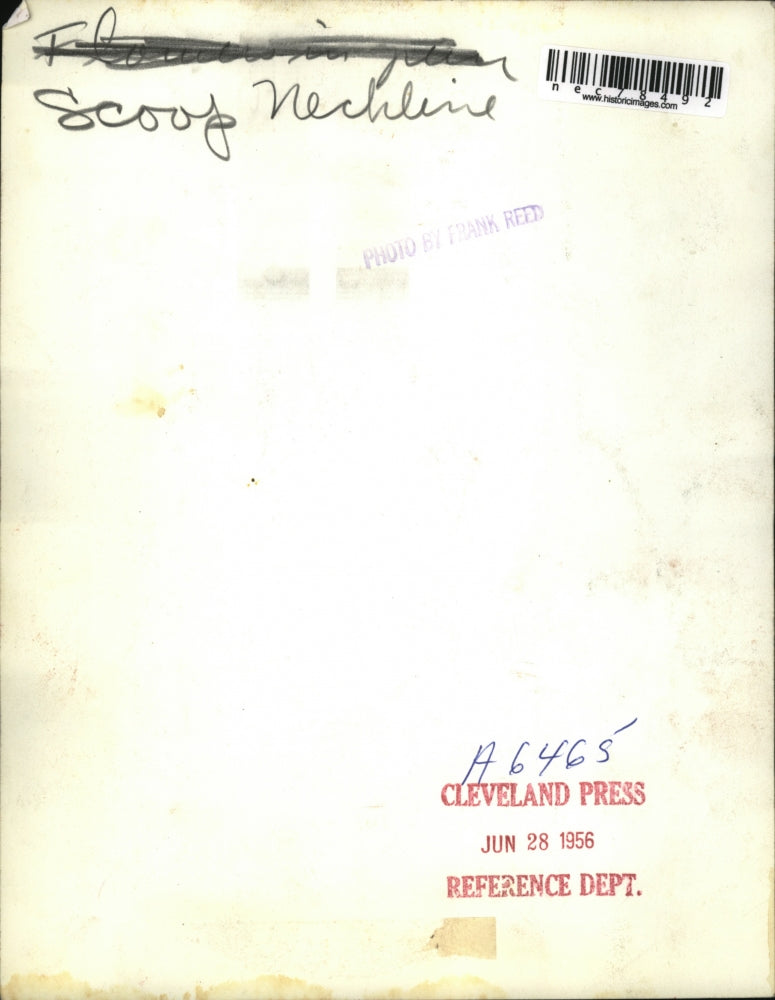 1956 Press Photo Scoop Neckline blouse and full skirt at the race track