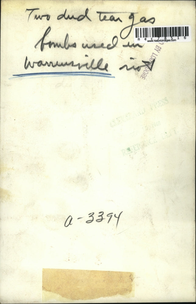 1949 Press Photo Tear gas bombs used in Warreusville riot