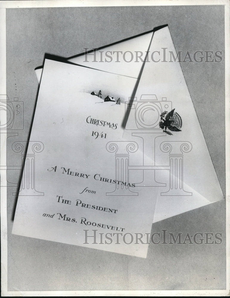 1941 Press Photo Copy of the 1941 Christmas Card that Pres & Mrs Roosevelt sent