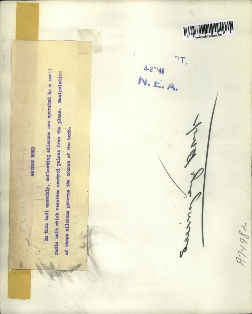 1946 Press Photo tail assembly of the bomb that controls its direction