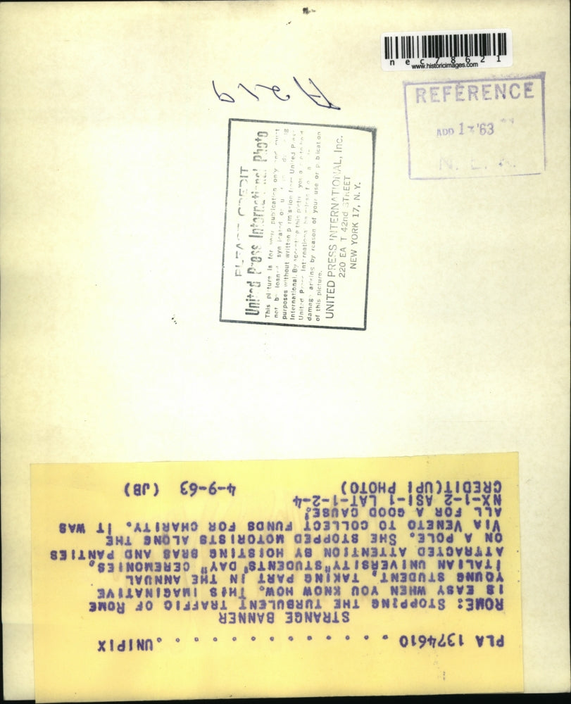 1963 Press Photo Student taking part on the annual Italian University students'
