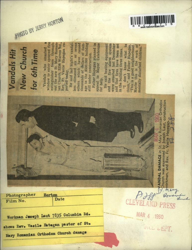 1960 Press Photo Rev Vasile Hategan, pastor of St Mary Romanian Orthodoz Church