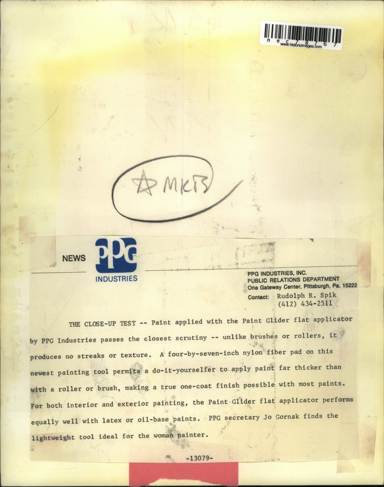 Press Photo Paint applied w/ the Paint Glider flat applicator by PPG Industries