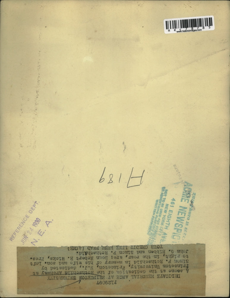 1930 Press Photo Princeton University, dedication of Rothschild Archway by