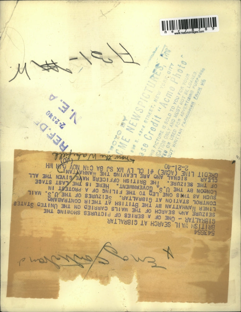 1940 Press Photo Gilbralter, England seize US mail to check for contraband
