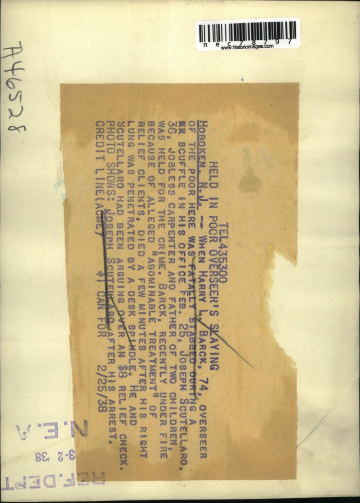 1938 Press Photo Joseph Scuteihard After His Arrest