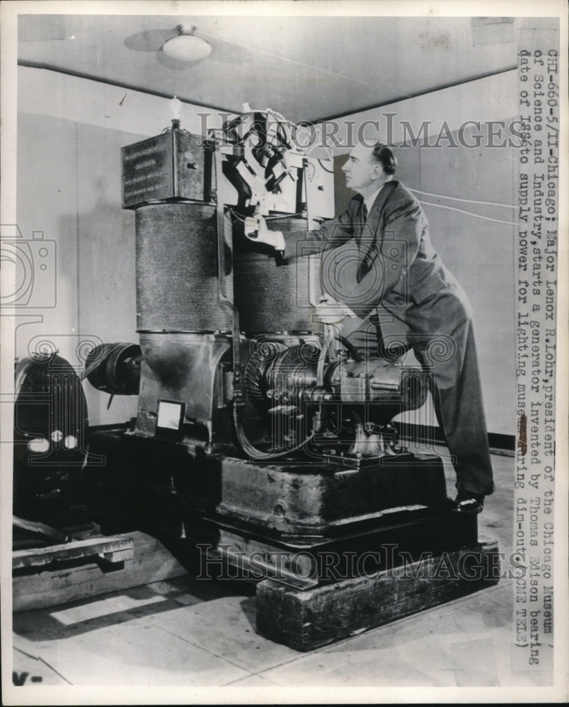 1948 Press Photo Chicago Major Lenox R Lohr Museum of Science & Industry pres