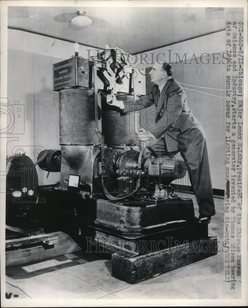 Load image into Gallery viewer, 1948 Press Photo Chicago Major Lenox R Lohr Museum of Science &amp; Industry pres
