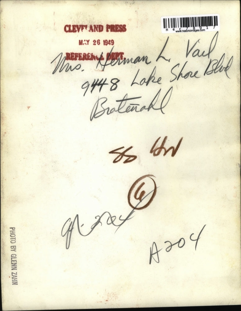 1949 Press Photo Mrs Herman Vail of Bratenohl