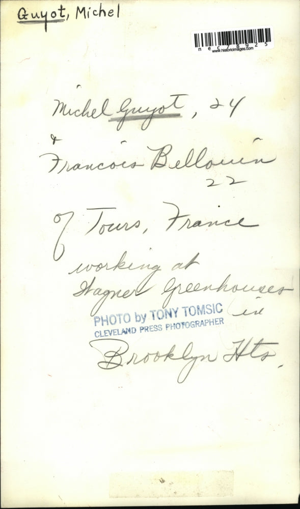 Press Photo Michek Guyotm Francois Bellauin at Wagner greenhouse