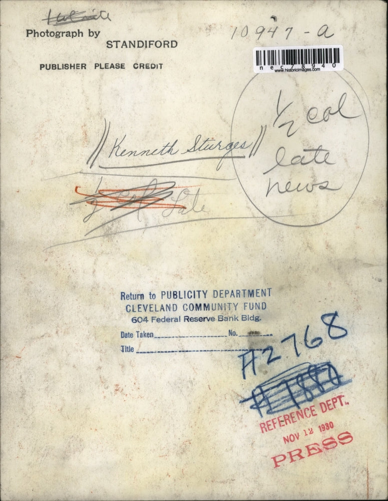 1930 Press Photo Kenneth Sturges