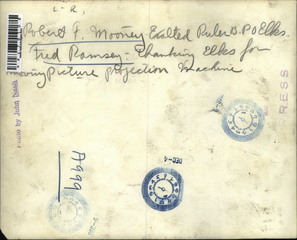 1939 Press Photo Robert Mooney & Fred Ramsey of Cleveland Elks Org.