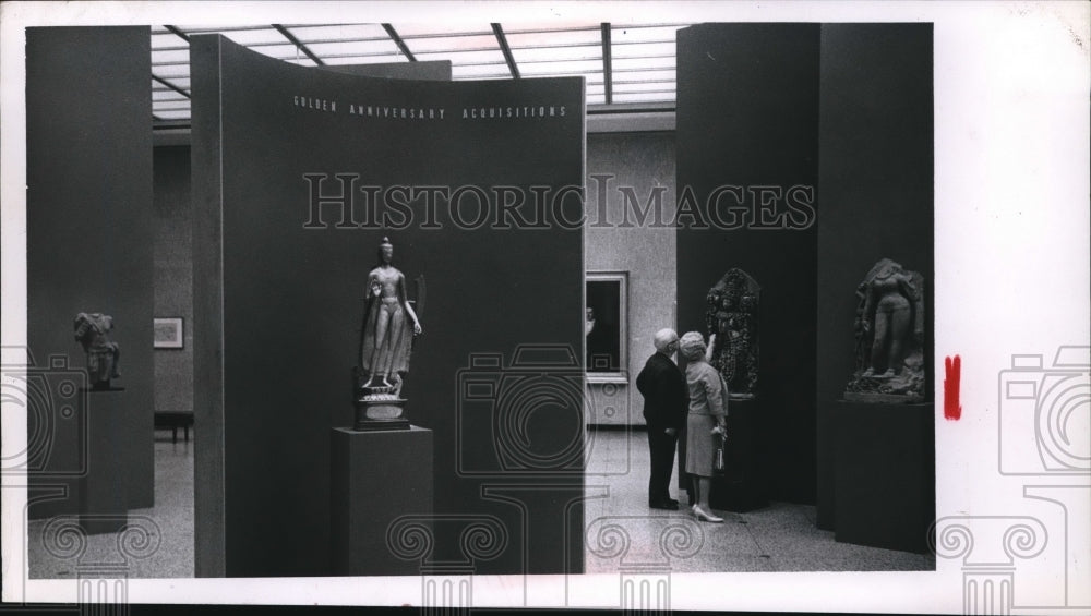 1958 Press Photo Standing Buddah exhibit at a Cleveland museum- Historic Images