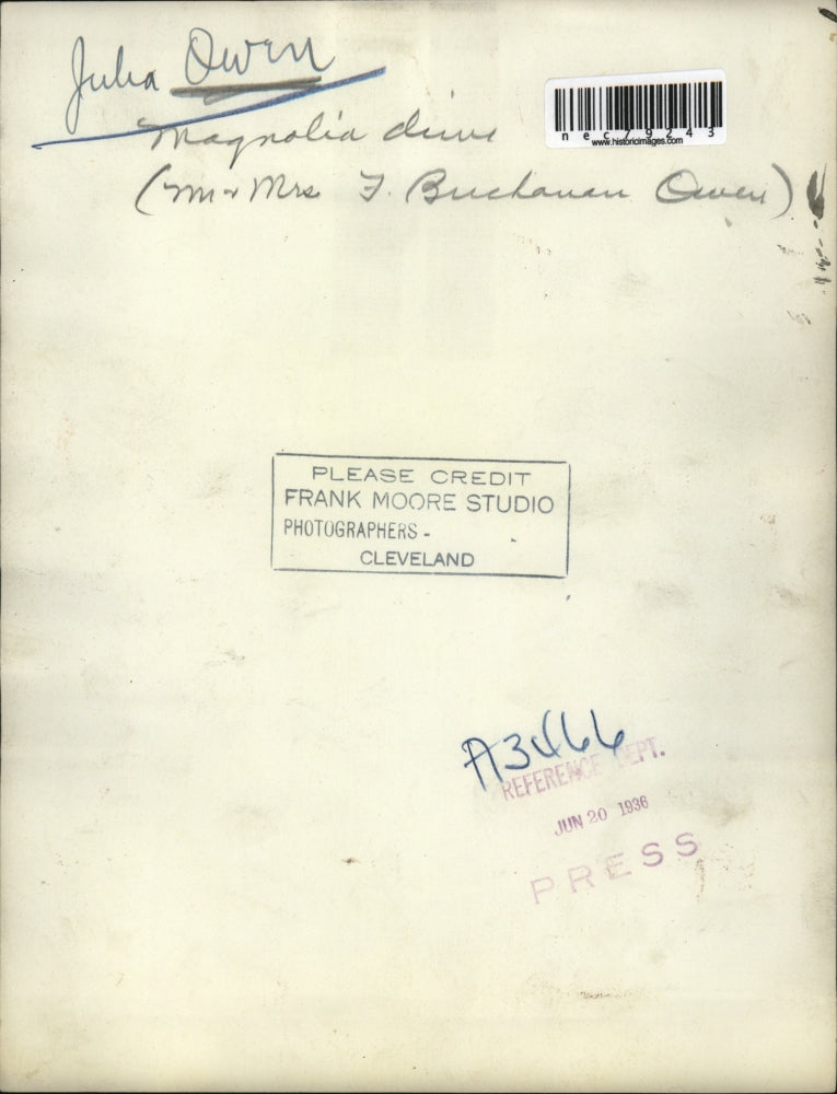 1936 Press Photo Debutante Julia Owen, daughter of Mr and Mrs Buchanan Owen