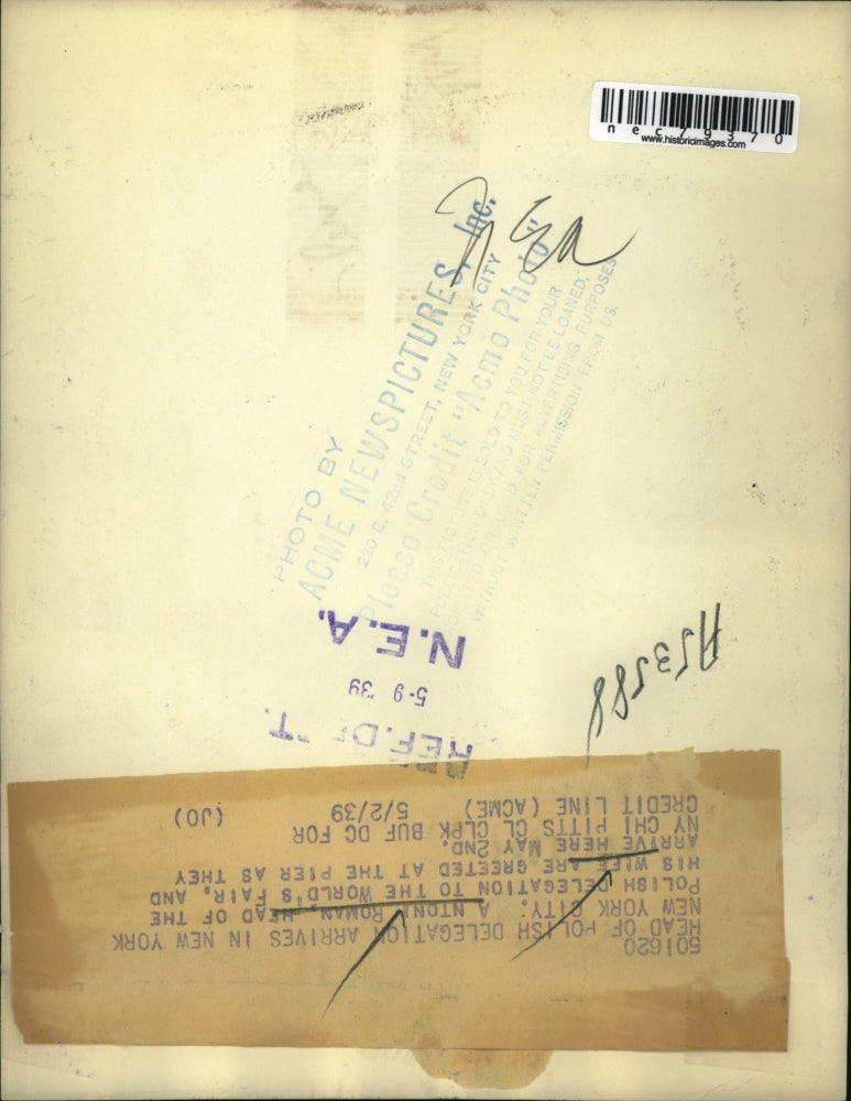 1939 Press Photo NYC Antoni Roman, Polis delegation to World's Fair