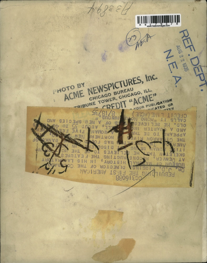 1935 Press Photo Dr JD Figgins of Colo Museum of Natural History