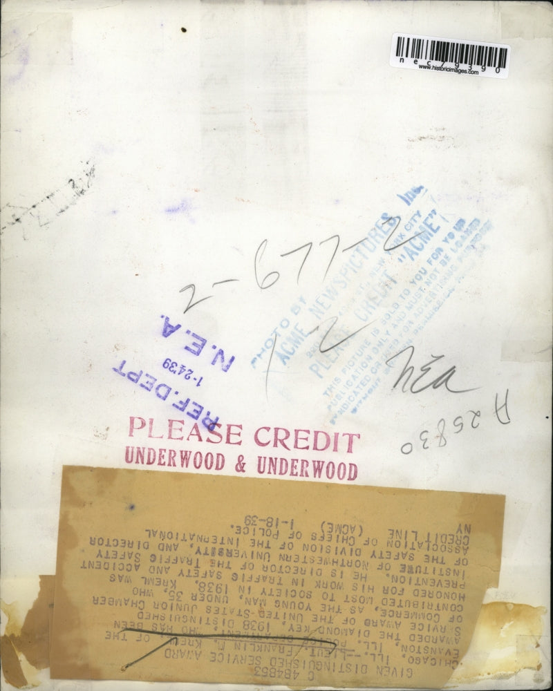 1939 Press Photo Chicago Lt Franklin F Krell NW Univ safety director