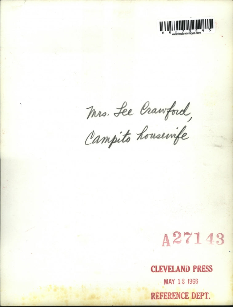 1966 Press Photo Mrs Lee Crawford a Campito, Ohio housewife at her home