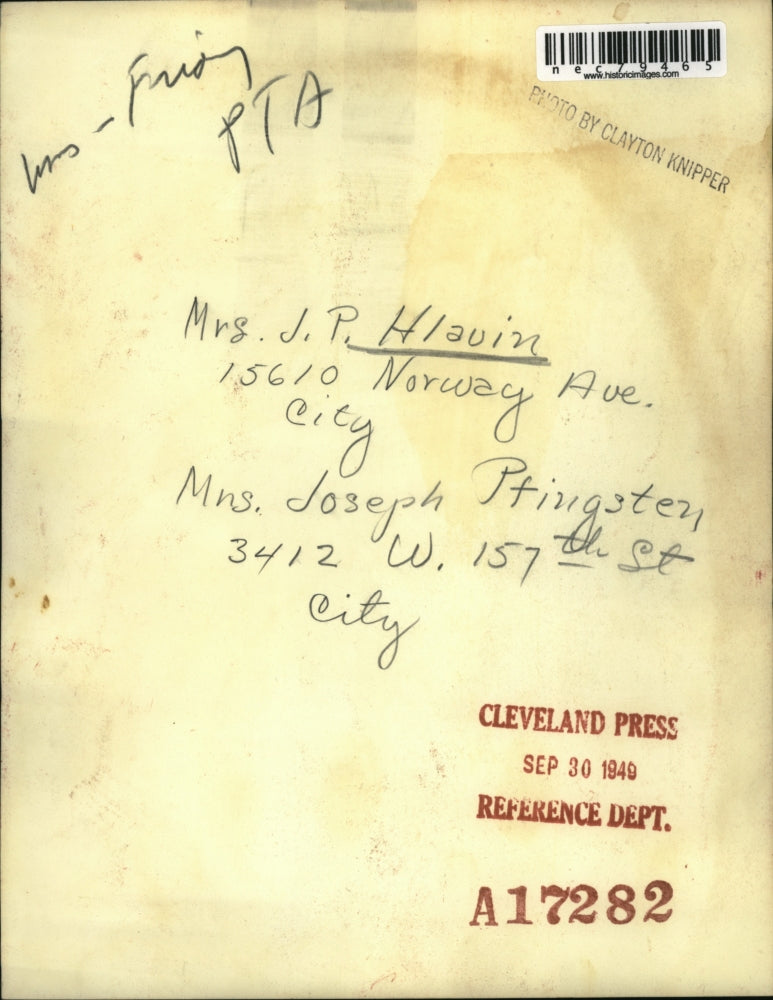 1949 Press Photo Mrs. JP Hlavin and Mrs. Joseph Ptingster