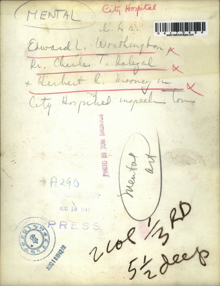 1942 Press Photo Edward Worthington Dr. Charles Dolegal and Herbert Mooney