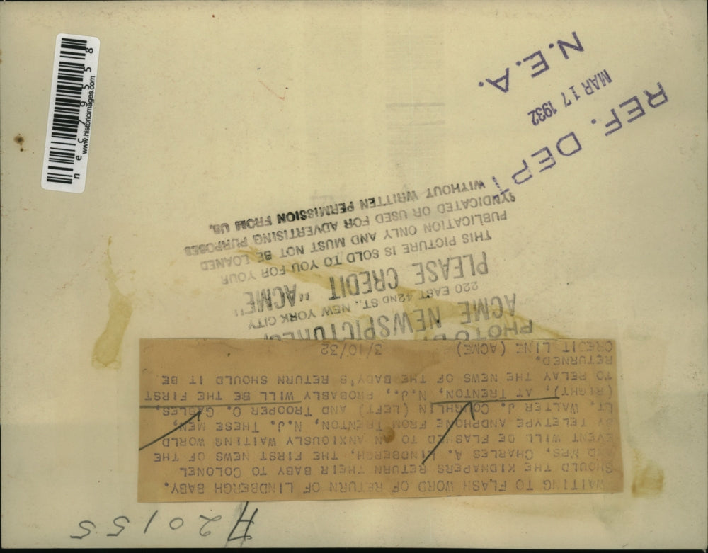 1932 Press Photo Lt. Walter Coughlin and Trooper Gables for baby's return