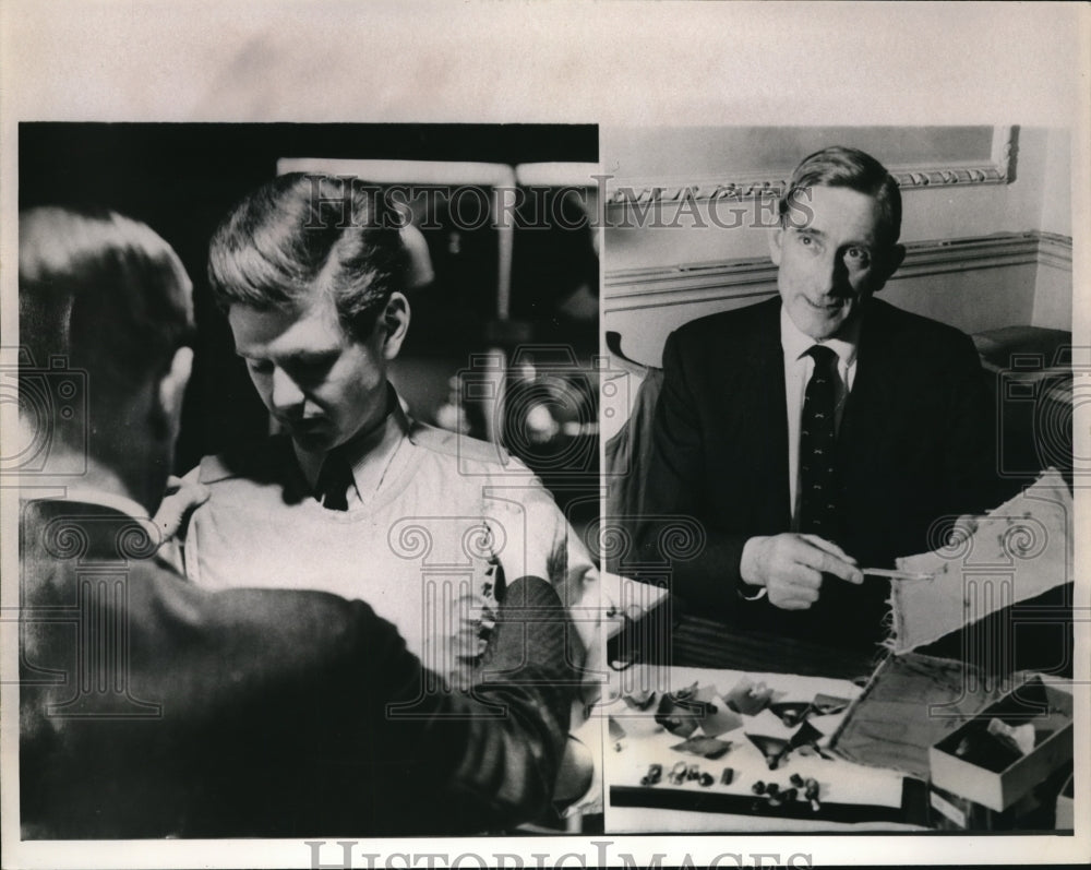 1966 Press Photo Tailor Leonard Barrett specializes in body armor