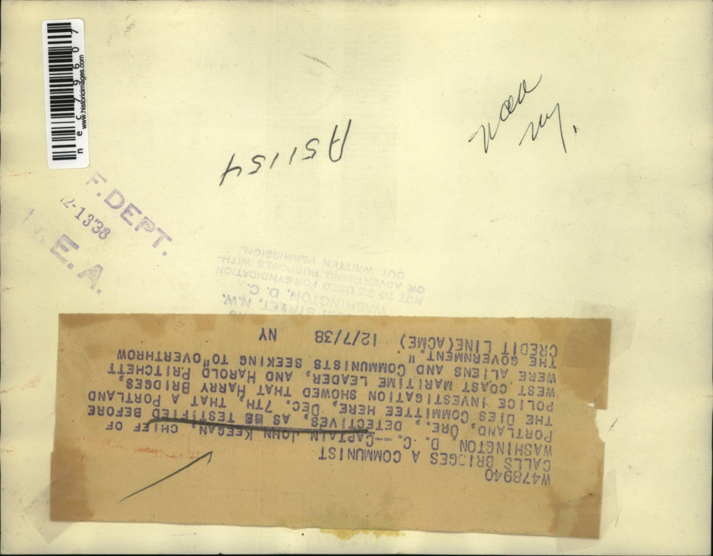 1938 Press Photo Portland Chief Captain John Keegan