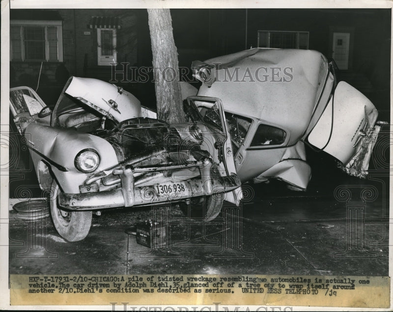 Load image into Gallery viewer, 1953 Press Photo Twisted wreckage resembling automobiles is actually one vehicle
