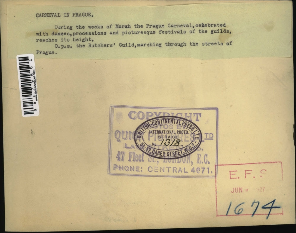 1927 Press Photo Prague Carneval celebrates during weeks of Marah