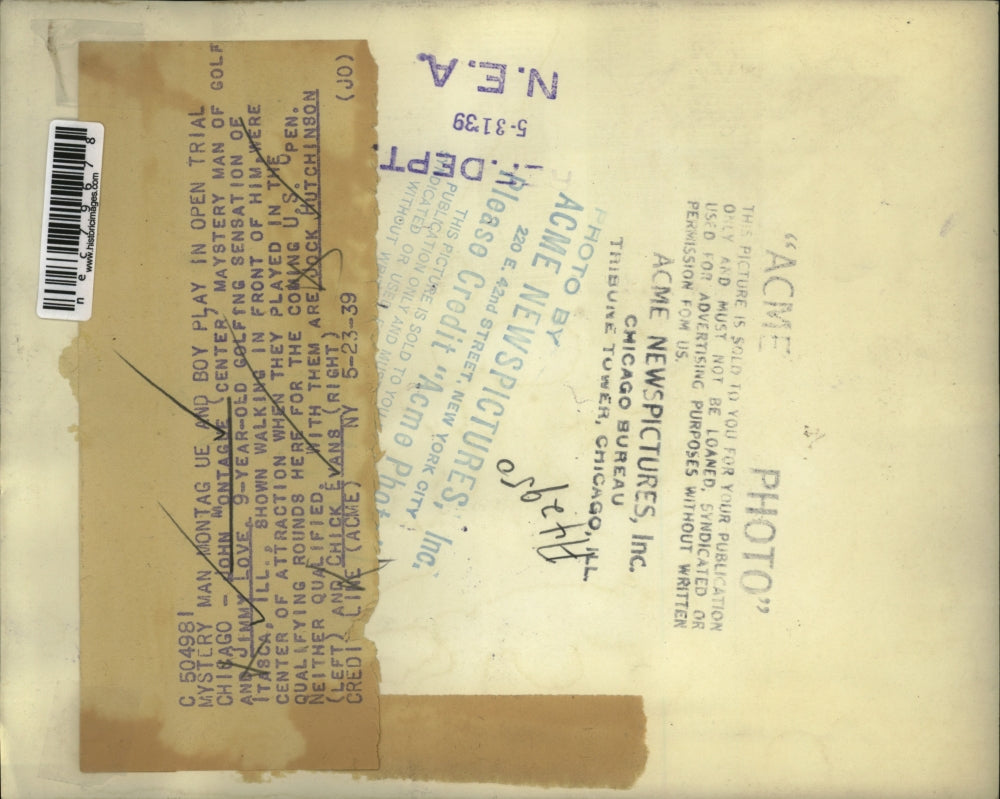 1939 Press Photo Montague and Jimmy Love play in qualifying rounds of U.S. Open