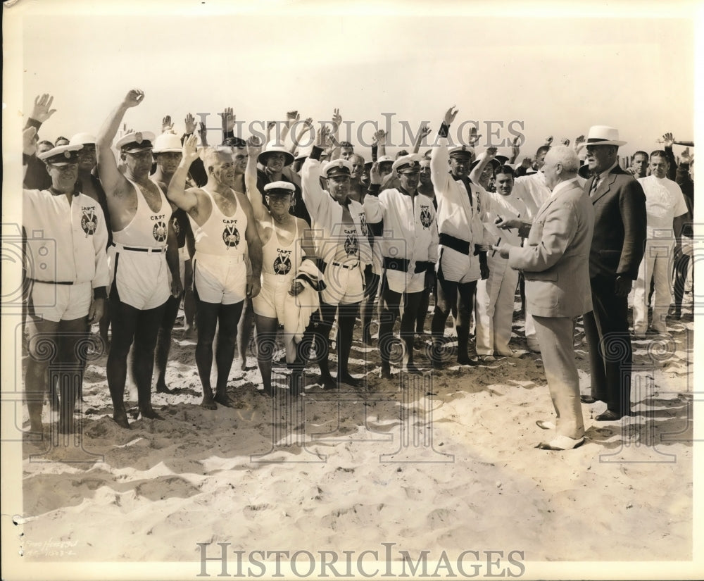 1938 Press Photo Director of Public Safety Charles Bossert swears in the guards- Historic Images