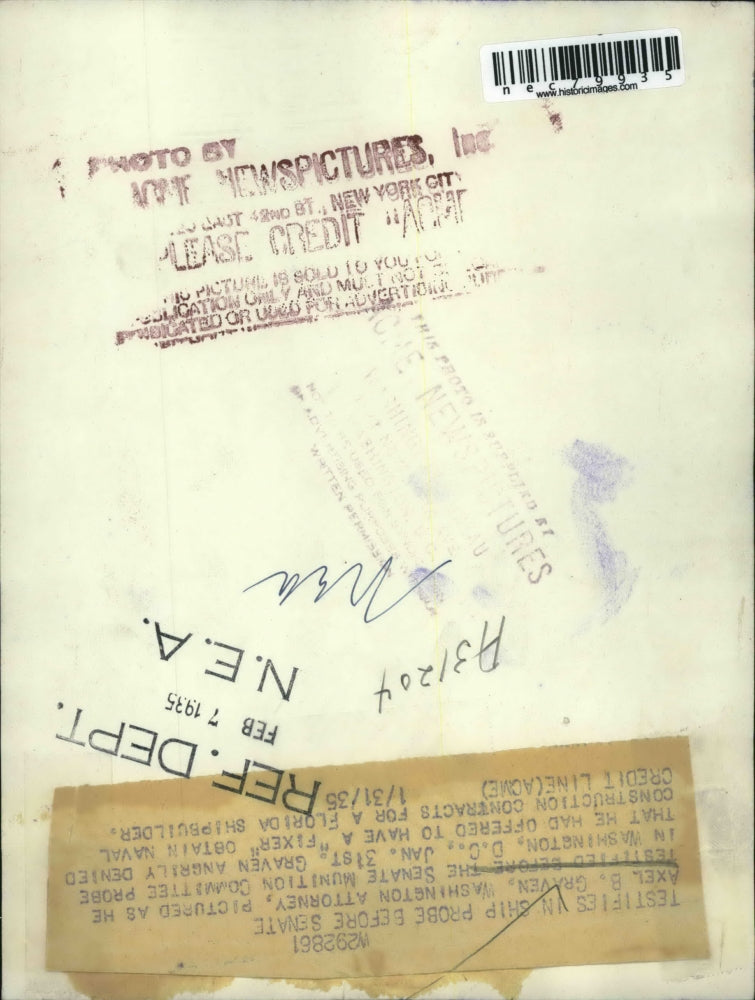 1935 Press Photo Axel B Graven Wash Atty at Senate Munitions Commission