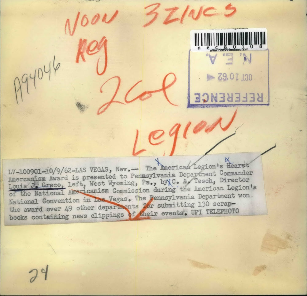 1962 Press Photo Las Vegas, Nevada American Legion Louis Grace, CA Tesch