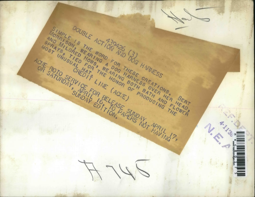 1938 Press Photo Bert Morrison Most Unusual Hat