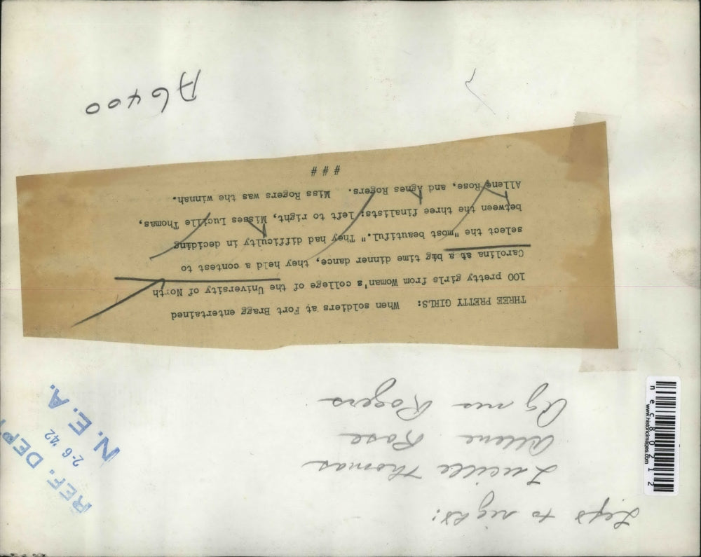 1942 Press Photo Univ of NC L Thomas, A Rose, A Rogers