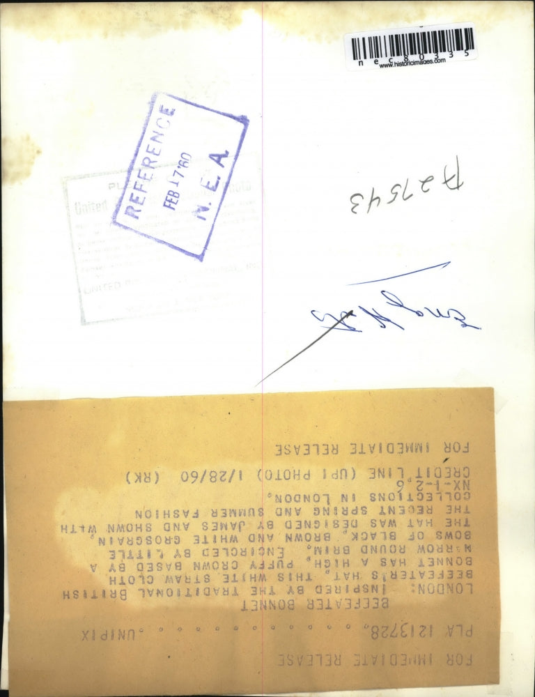 1960 Press Photo Beefeater Bonnet designed by James