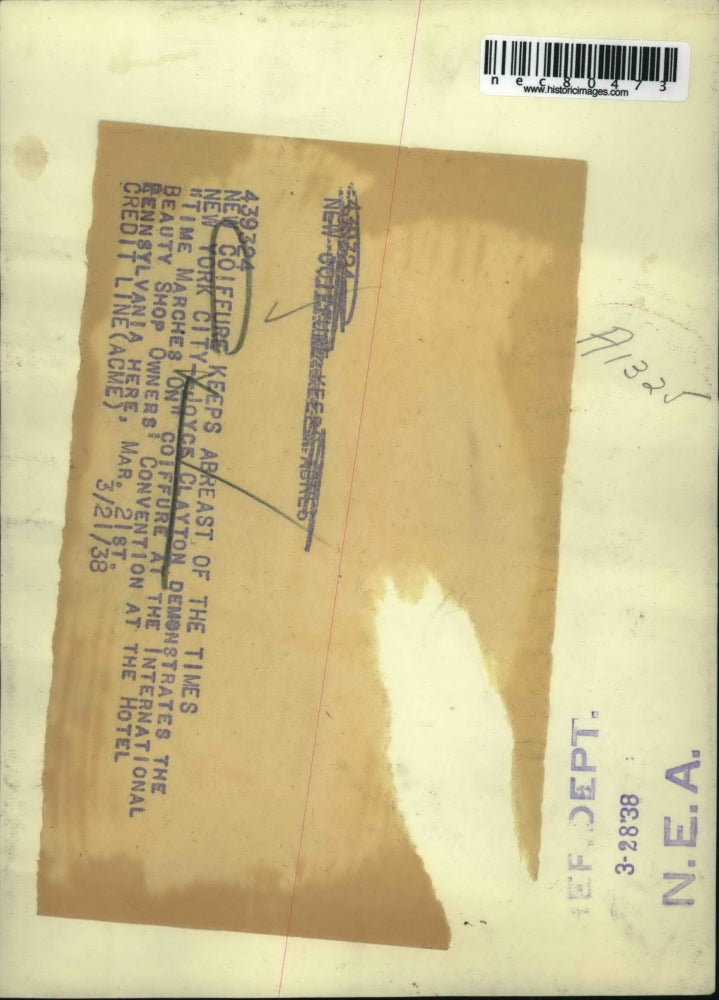 1938 Press Photo NYC Joyce Clayton models hairstyles at Convention