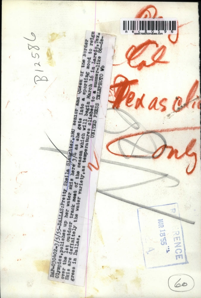 1955 Press Photo Sheila Slaughter, SMJ senior and Queen of the Border Olympics