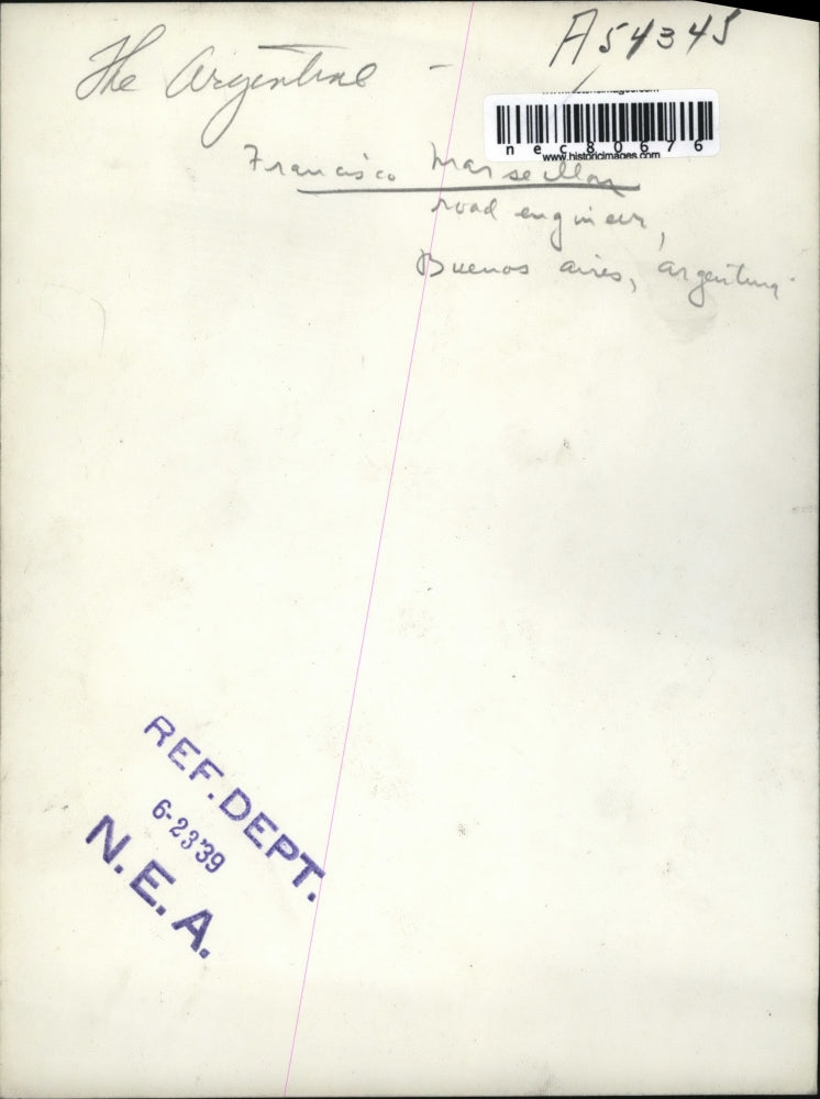 1939 Press Photo Francisco Marsillon, Road Engineer