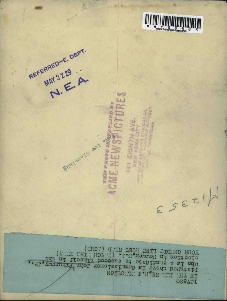 1929 Press Photo Commissioner John F Murray Jr in Newark NJ