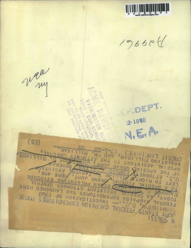 1940 Press Photo Maurice Milligan, William Tarver, Edmund Flynn, Judge Williams