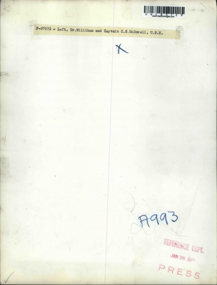 1927 Press Photo Dr. Millikan and Captain C.S. McDowell, U.S.N.