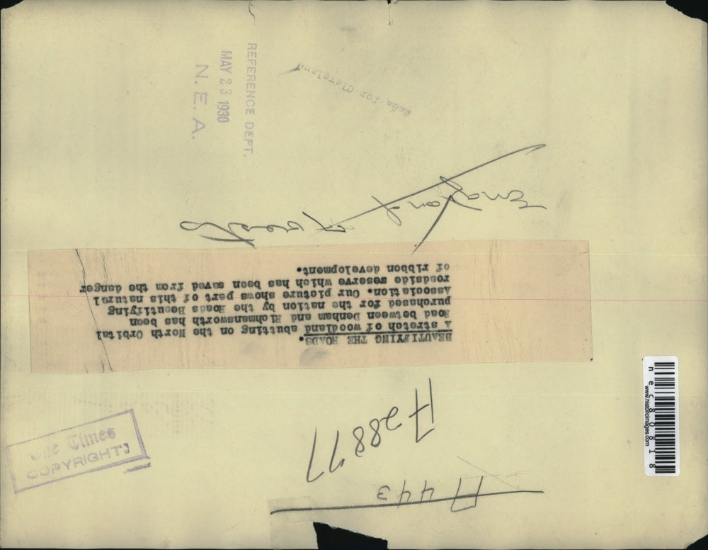 1930 Press Photo Beautifying stretch of roads between Denham and Richmansworth