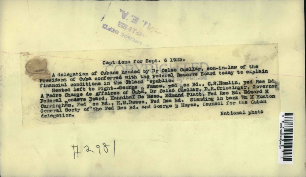 1923 Press Photo Cuban delegates headed by Cuban President son-in-law Dr Celso